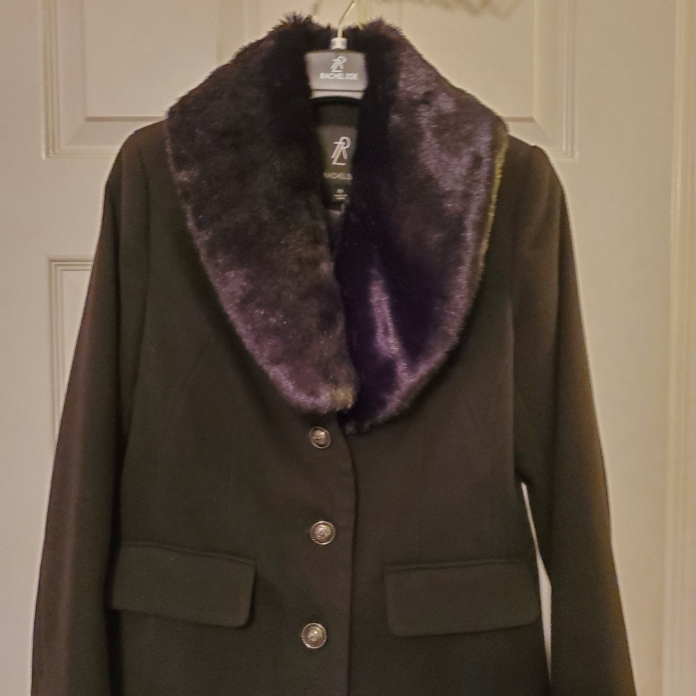 Rachel Zoe removable faux fur collar jacket